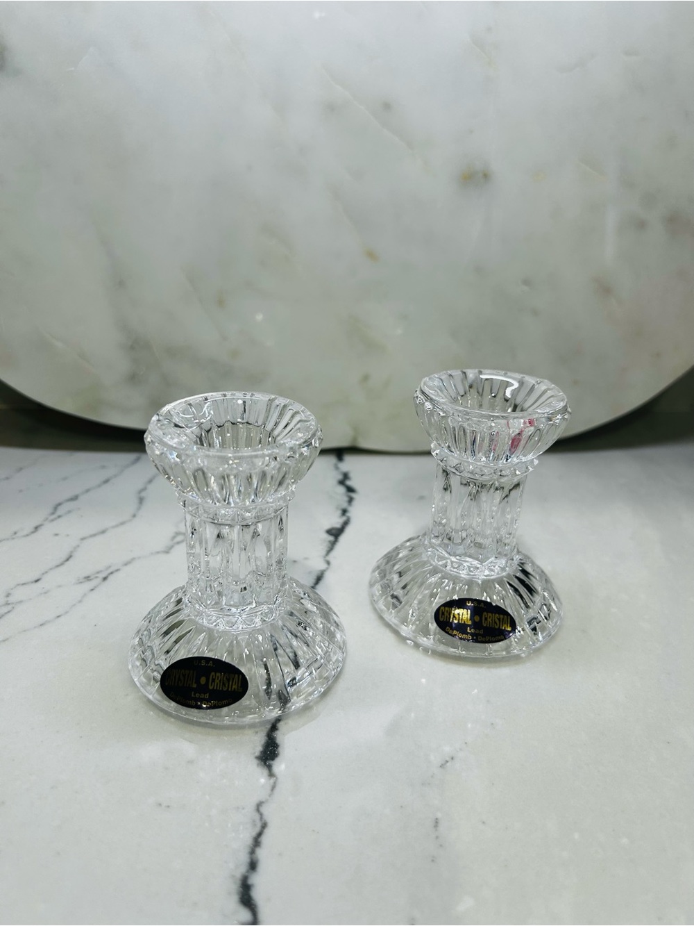 Crystal Candlestick Pair - Clear Crystal